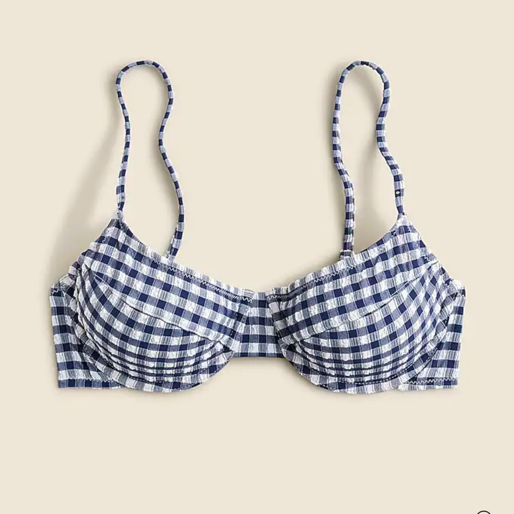 J.Crew 1993 underwire bikini top in gingham  34DD nwt